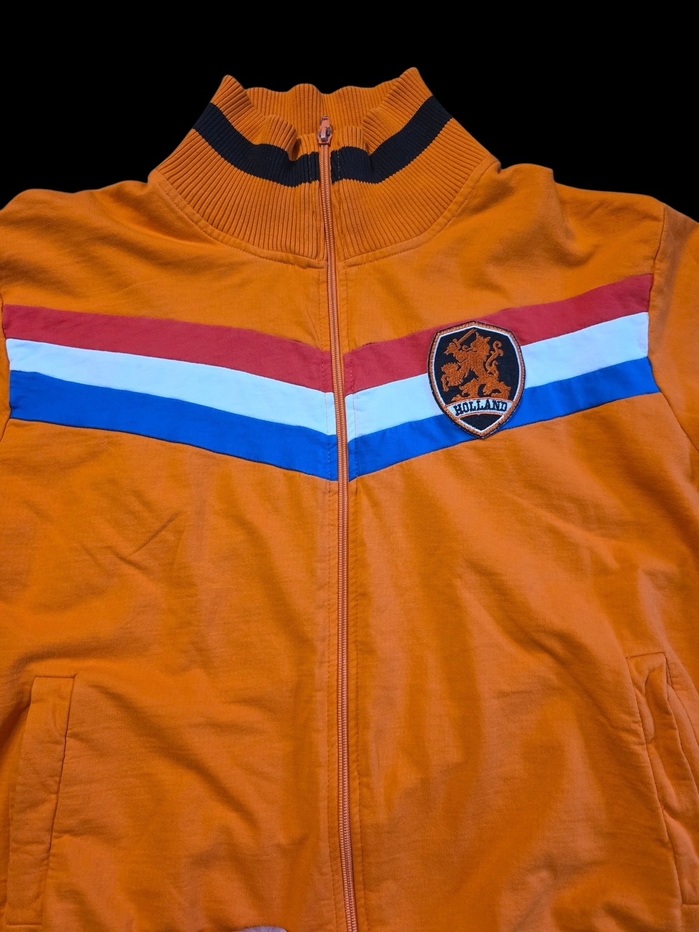 Vintage Classic Orange Track Jacket with Navy Lettering - Picture 2 of 7